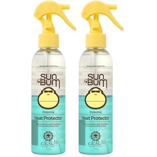 Sun Bum Heat Protector Spray - Leave In Hair Treatment Protects from Heat Styling and Frizz-Causing Humidity - Reduces Blow Dry Time - Vegan and Cruelty Free - UV Protecting - 6 oz,(Pack of 2)