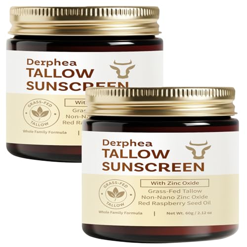 Beef Tallow Sunscreen (2 pack): SPF 50 Daily Sun Care for Extremely Sensitive, Acne-Prone & Kid-Safe Skin ? Non-Toxic Sunblock with 22% Non-Nano Zinc Oxide, Clean Formula for Face & Body