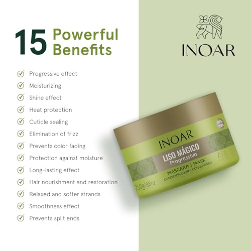 Inoar Liso M?gico Hair Mask with Jasmine Extract for Frizz Control & Deep Hydration, 6.7 oz