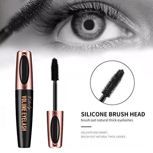 4 Pack 4D Silk Fiber Lash Mascara, Waterproof Smudge-proof Thickening Black Mascara for Natural Lengthening, Long Lasting & No Clumping