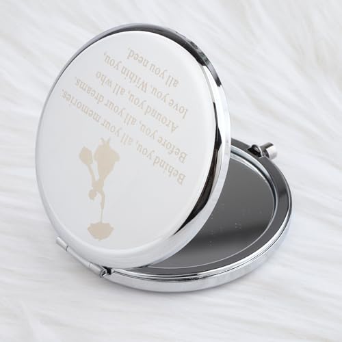 FEELMEM Gift Behind You All Your Memories Inspired Quote Compact Mirror Fans Gift