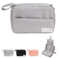 FabDay Travel Toiletry Bag with Hanging Hook Water-Resistant Cosmetic Case Makeup Bag Portable, Travel-Sized Container for Men, Silver Gray