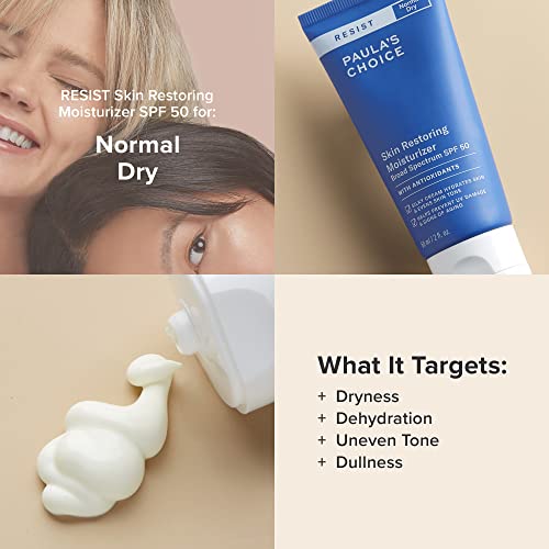Paula's Choice RESIST Skin Restoring Moisturizer SPF 50, UVA & UVB Protection, Shea Butter & Niacinamide, Anti-Aging Sunscreen for Dry Skin, 2oz