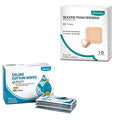 Unscented Baby Saline Wet Wipe, 100% Cotton & Silicone Foam Dressing with Border Adhesive Waterproof