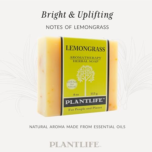 Plantlife Lemongrass Bar Soap - Moisturizing and Soothing Soap for Your Skin - Hand Crafted Using Plant-Based Ingredients - Made in California 4oz Bar