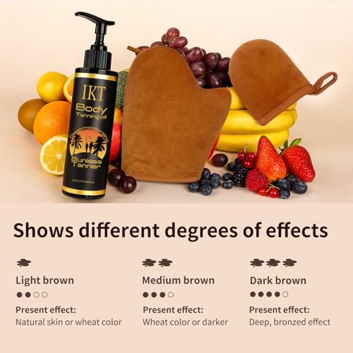 Self Tanning Oil,3.38 fl. oz. Premium After Tanning Oil Moisturizer and Ergonomic Vegan Big and Small 2 Tanning Mitts | Streak-Free Self Tanner for Body & Face