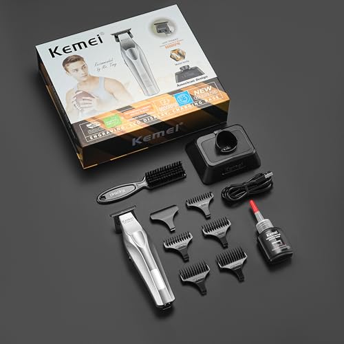 KEMEI Hair Trimmer for Men, Coldless Hair Clippers for Men Professional 9000 RPM Mens Hair Trimmer with LED Display Zero Gap Trimmers for Barbers Ceramic and DLC Blades KM-3023-702