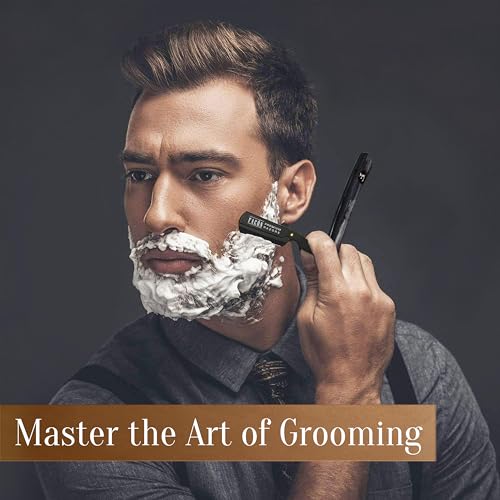 Fac?n Straight Razors for Men - Professional Barber Straight Edge Razor Kit with 100 Blades, Wooden Stainless Steel Barbero Shaver for a Smooth & Precise Shave, Premium Barber Razor for Men's Shaving