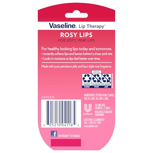 Vaseline Lip Therapy Rosy Lips Mini 12-Pack ? Rose-Tinted Lip Balm, Moisturizer for Soft, Pink Lips, 0.25 Oz Ea