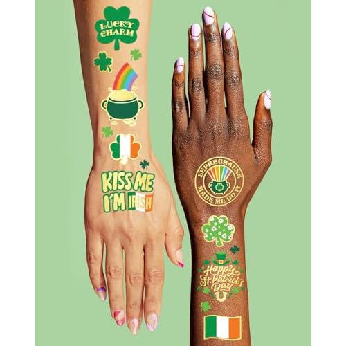 xo, Fetti St Patricks Day Decorations Tattoos - 50 styles | Shamrock Supplies, Kiss Me I'm Irish Party, Leprechauns