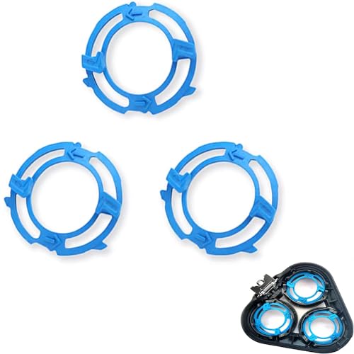 Shaver Head Blades Holder Plate Fits for Series 5000 SH50 Blue, Razor Retaining Lock-Ring Blue Blade Retaining Rings for Shaver Model SH50 Series - 3PCS