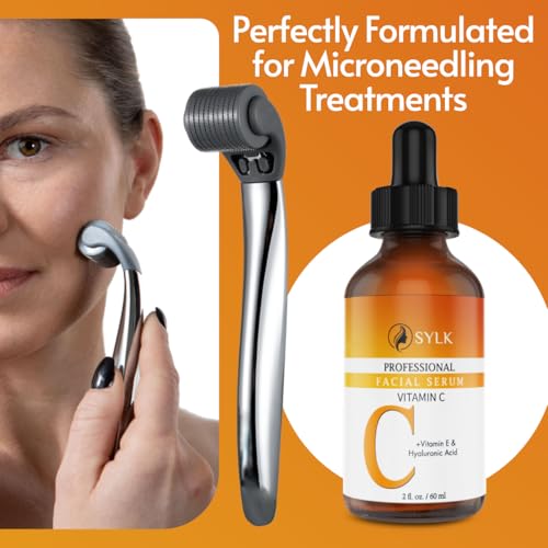 Sylk Vitamin C Serum For Face with Hyaluronic Acid & Vitamin E ? Brightening Serum ? Treatment for Anti Aging, Dark Spots, Tone, Fine Lines & Wrinkles - Microneedling - Korean Skincare - 2 fl oz