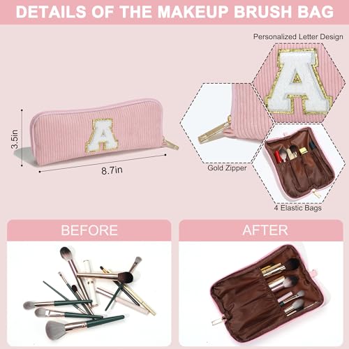 YOOLIFE Initial Travel Makeup Bag Cosmetic Bag - Teen Girl Gifts Trendy Stuff Friend Birthday Gifts for Women Teen Girl Kids
