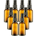8 Pack Empty Refillable Glass Amber Pump Bottle Ideal for Lotion Cream Essential Oil Travel Small Container, 30ml