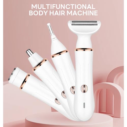 4-in-1Women's Electric Shaver?Bikini Trimmer for Women?Painless Electric Razor for Pubic Hair, Face, Legs, Underarms?Portable Cordless Shaver