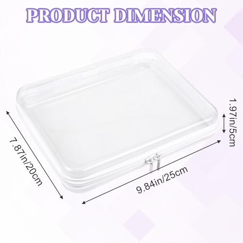 4 Pack Clear Hard Shell Zipper Case, 8¡¿9" Plastic Clear Storage Zipper Case, Transparent Waterproof Hard Pouches for Makeup Cosmetic Snacks Building Blocks Puzzles Doll Storage Cases, White Black,M