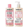 Soap & Glory Original Pink The Righteous Butter Moisturizing Body Lotion Pump (500ml) and Clean On Me Moisturizing Body Wash (500ml) - Unisex Rose & Bergamot Scented Cleanser & Lotion for Dry Skin