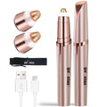 Eyebrow Trimmer for Women, Rechargeable Eyebrow Hair Remover, Painless Electric Razor with 2 x Replacement Heads, Eye Brow and Face Epilator Hair Removal (Rose Gold)