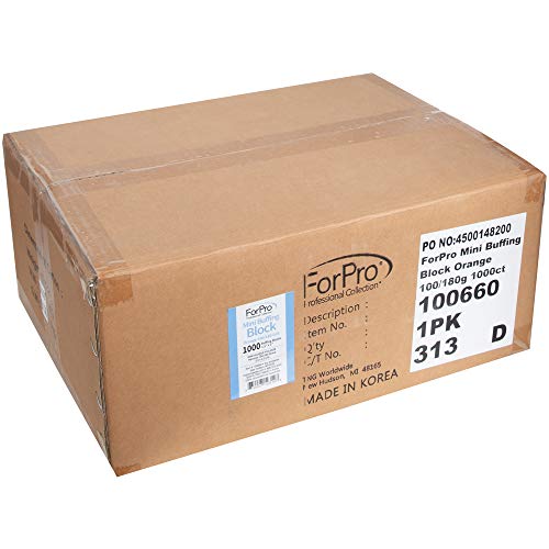 ForPro Professional Collection Mini Buffing Block, Orange, 100/180 Grit, 1000-Count