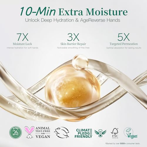 APUREE Anti Aging Hand Mask Gloves: 10-Minute Repair& Extra Moisture (5 * 30g)| for Severely Dry & Cracked Hands | Luxury Home SPA & 7 Peptides Collagen| All Skin Types| Vegan & Cruelty Free