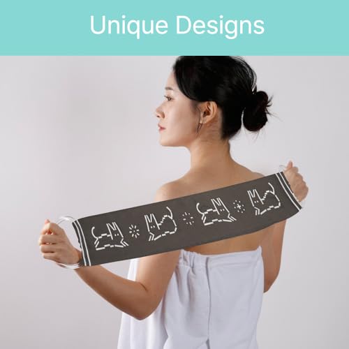 Exfoliating Shower Towel for Back Scrub - ttaemigo is a Premium exfoliating wash Cloth Made from The Secret Exfoliation Method of The Korean Royal Family. (Black)