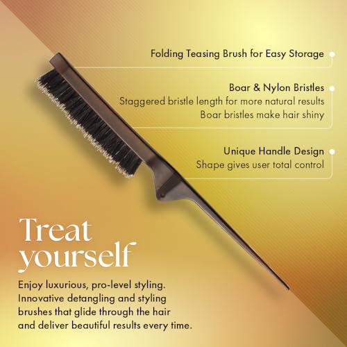 Olivia Garden Style-Up Teasing Hair Brush - Folding Design with Tail for Precise Sectioning
