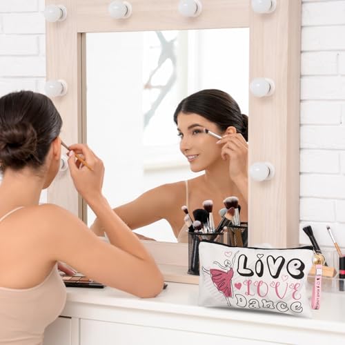 40 Pcs Ballet Dancer Makeup Bag&Keychain Ballerina Makeup Bags Elegant Ballet Cosmetic Travel Organizer Toiletry Bags Inspirational Gift for Dancers Learner lover Thank You Gift for Teacher