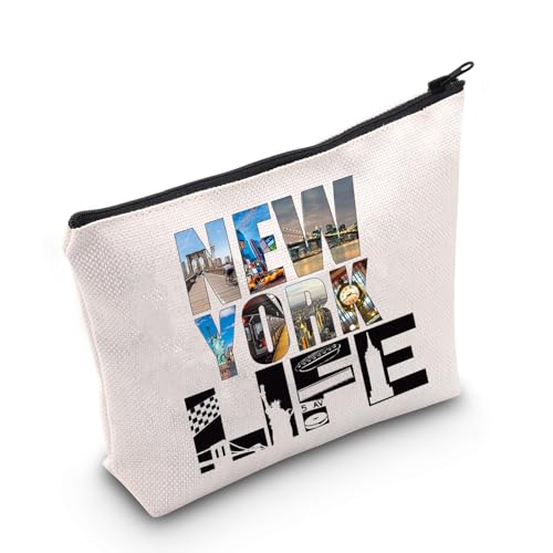WZMPA New York Life Cosmetic Makeup Bag New York City Gift New York Vacation Zipper Pouch Bag For Women Girls (New York Life)