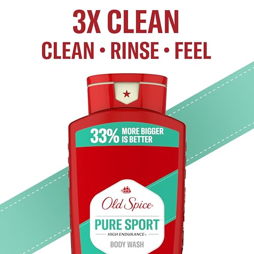 Old Spice Refreshing Body Wash for Men, High Endurance, 3X Defense, 24/7 Shower Fresh with Long Lasting Scent, Pure Sport Scent, 24 oz (Pack of 2)