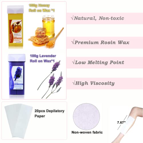 Nynelly Wax Warmer Kit for Hair Removal, Double Depilatory Wax Heater with Heater Base for Hair leg, Armpit, Bikini