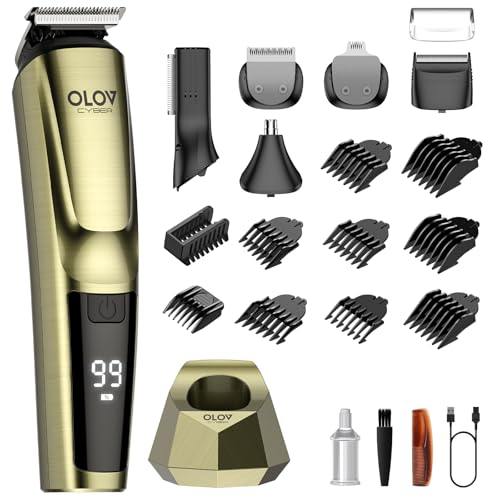 Cordless Beard Trimmer for Men, 17-in-1 Mens Grooming Kit, Electric Razor Shaver for Face Mustache Body & Nose Hair, with USB Charging Dock, IPX7 Waterproof, Gift for Dad Husband & Him