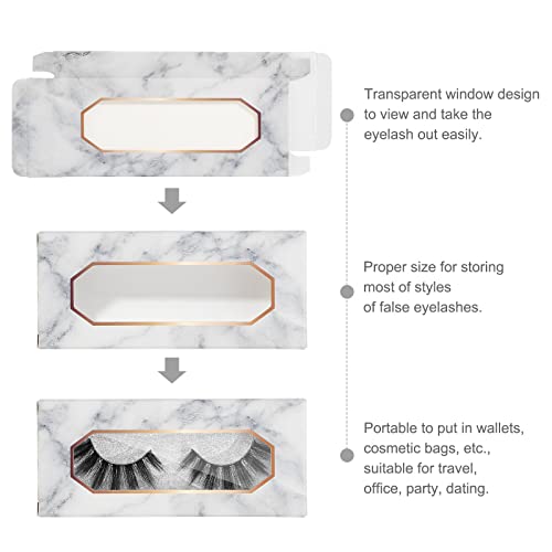MAGEFY 30 Pieces Eyelashes Packaging Box, Empty Eyelash Boxes Lash Box Packaging Marble Paper Eyelash Storage Box Soft Paper Lash Case