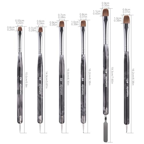 6Pcs Kolinsky Sable Nail Brush French Nail Brush 2 Way Professional UV Gel Acrylic Nail Art Brush with Dotting Tool for French Manicure Cuticle Clean Up Nail Art Design Pen (Set)