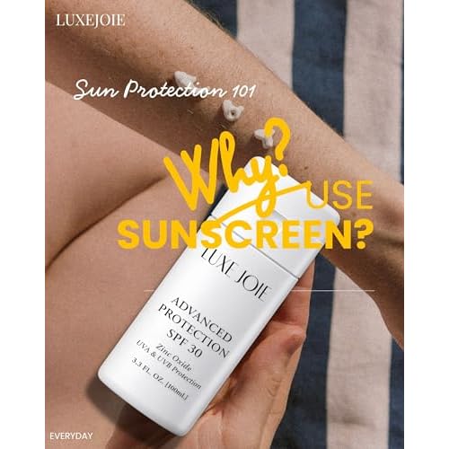 LuxeJoie Mineral Sunscreen SPF 30 ? Zinc Oxide Broad Spectrum UVA/UVB Protection ? Lightweight Daily Face & Body Sunscreen for Sensitive Skin ? 3.3 oz