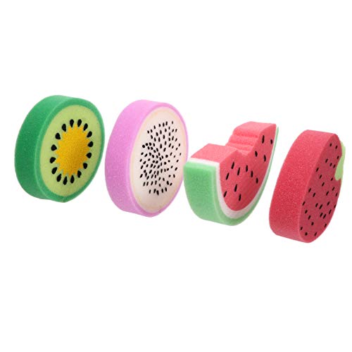 Fruit Bath Sponges, 4pcs Kids Cute Body Scrubbers Shower Cleansing Sponges for Bathing Accessories
