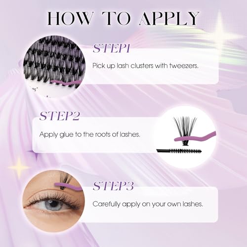 Lash Clusters Kit Natural for DIY: 280-Pcs 30D+40D Ultra-light Waterproof Eyelashes, D Curl Cat Eye 12-16mm Mixed Fake Lashes by Wendy Lashes