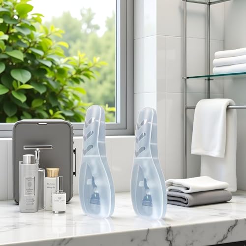 2Pcs Clear Portable Travel Men Manual Razor Protector Plastic Box Cover Container Storage Shaver Holder Protector Case Organizer Men's Electric Shaver Accessories
