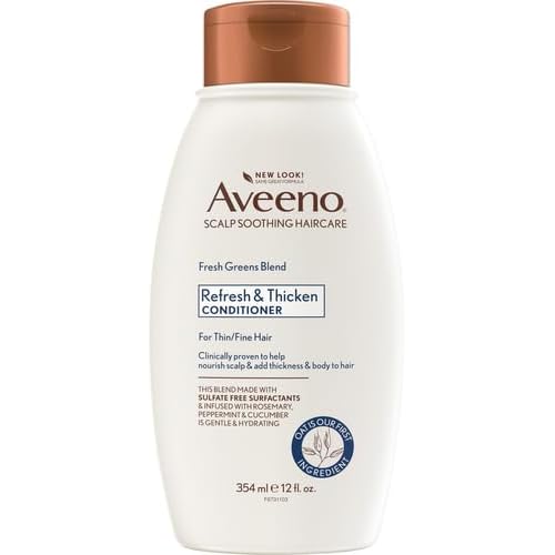 Aveeno Fresh Greens Blend Natural Volumizing Conditioner, Cucumber, Rosemary, for Fine Hair, 12 fl oz (Pack of 2)