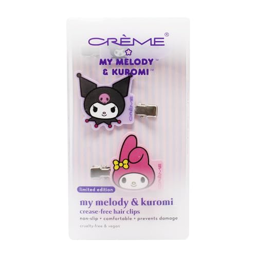 The Cr?me Shop X Sanrio My Melody & Kuromi Hair Clips: Comfortable, Damage-Free, Vegan, Cruelty-Free, Limited Edition Hair Accessories. Perfect Styling & Gift for Girls (Pack of 4)