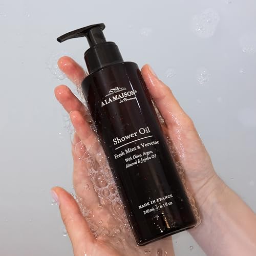 A La Maison Amber White Tea & Rose Starter Kit - Shower Oil + Body Scrub ? Gently Exfoliates & Softens Skin ? French Formula, Plant-Based