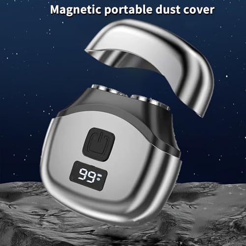 Travel Electric Shaver Compact, Mini Rotary Razor with Double Foil, Washable Head, Type-C Fast Charging, LED Screen
