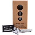 Parker 94R ¡°Hefty¡± Double-Edge Safety Razor with Standard-Length Handle + 5 Premium Blades ? Chrome-Plated Brass, Three-Piece Design, Balanced Weight for Classic Wet Shaving