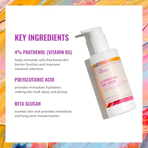 Good Molecules B5 Hydrating Body Serum - Vitamin B5 Ultra Hydrating Serum with Beta Glucan to Retain Moisture and Plumpness, Skin Care for Body