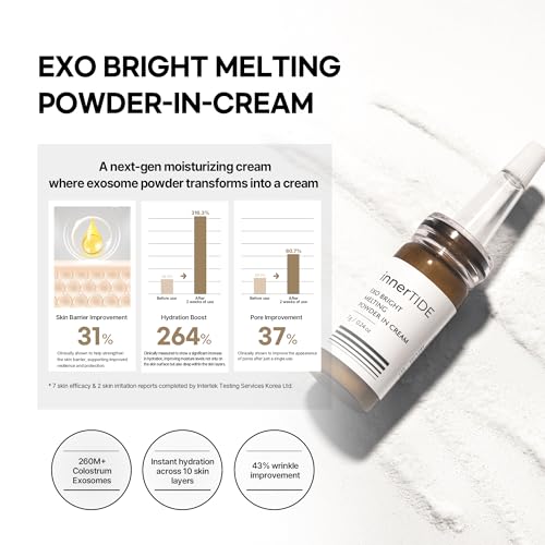 innerTIDE Exo Bright Melting Powder in Cream - 200 Million Exosomes, Glutathione, Collagen, Niacinamide | Hydrating, Barrier Repair, Brightening, Anti-Wrinkle, Pore Care | Korean Skin care 0.24oz / 7g