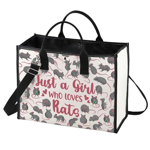LEVLO Funny Rat Cosmetic Bag - Animal Lover Gift, Just A Girl Who Loves Rats Makeup Zipper Pouch for Women Girls (Rats LT)