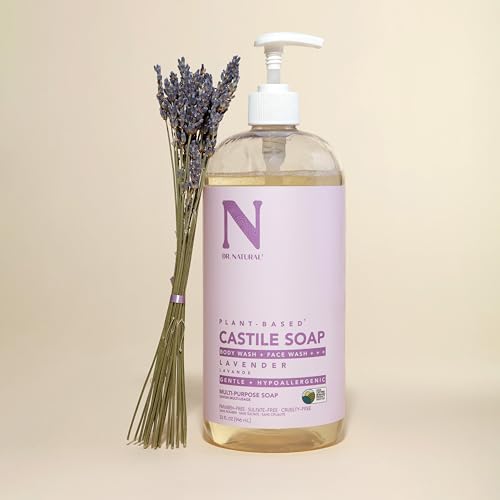Dr. Natural Castile Liquid Soap, Lavender, 2 pc - Sulfate-Free, Paraben-Free, Cruelty-Free Multi-Purpose Soap with Shea Butter, Coconut Oil, Olive Oil