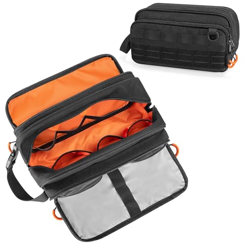 Tactical Toiletry Travel Bag for Men, Dopp Kit Shaving Organizer Case for Toiletries, Shower and Grooming Care Accessories, Black (Empty Bag Only, Patent Design)