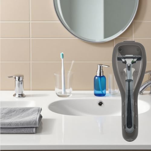 4 Pcs Razor Travel Case Set, 2 Black & 2 White Transparent Portable Manual Razor Cover, Travel Manual Shaver Razors Cover Holder Universal Shaver Storage Box Holder for Men (2.3x6.7)