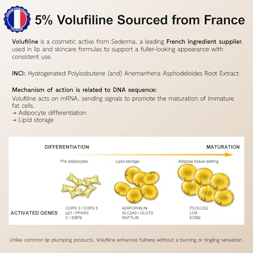 YouthVibe 5% Volufiline Lip Plumper, Nourishing & Anti Aging Over Time with Squalane, Shea Butter, Collagen, Peptide & PDRN - No Burning, No Tingling for Gentle Daily Plumping