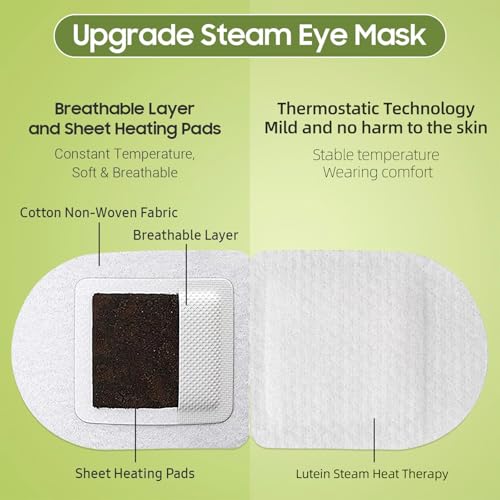 Venrock Lutein Self-Heating Steam Eye Mask 10 Packs - Heated Warm Compress for Dry Eyes, Dark Circles & Puffiness, Disposable SPA Sleep Mask, Travel Essentials & Relaxation Gifts